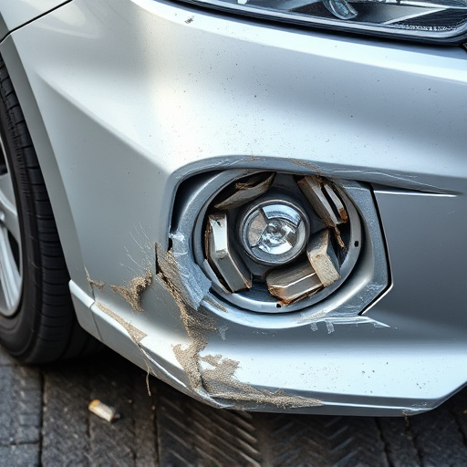 damaged car bumper