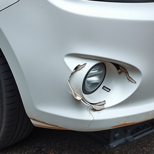 damaged car bumper