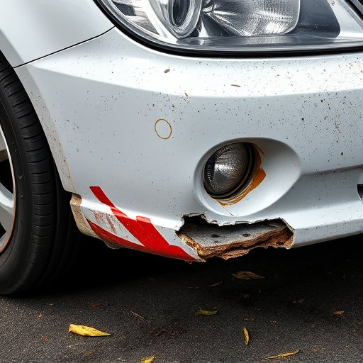 damaged car bumper