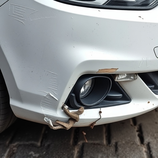 damaged car bumper
