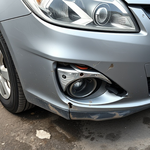 damaged car bumper