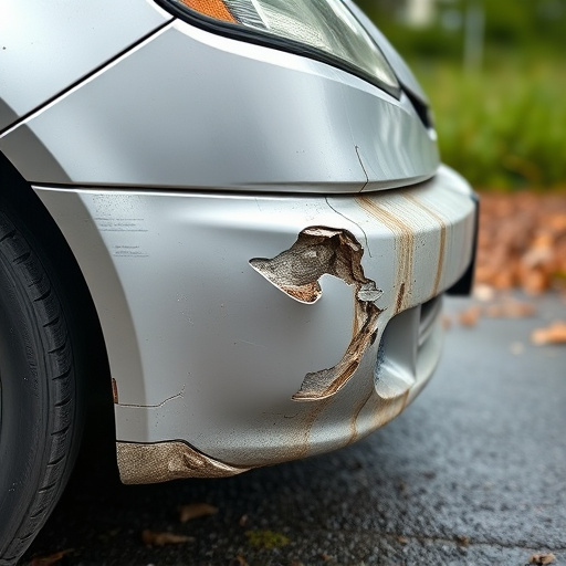 damaged car bumper