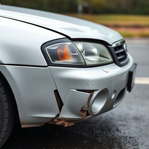 damaged car bumper