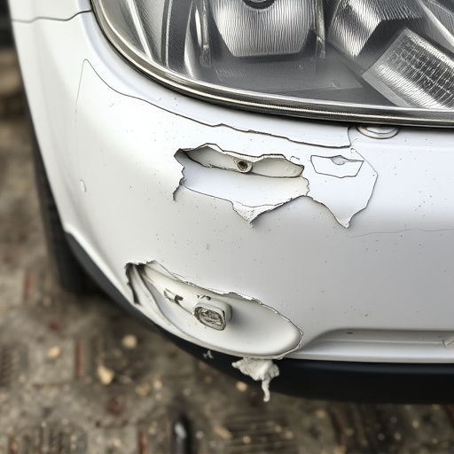damaged car bumper