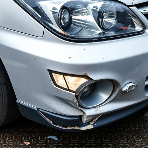damaged car bumper