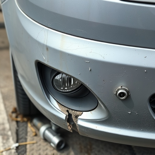 damaged car bumper