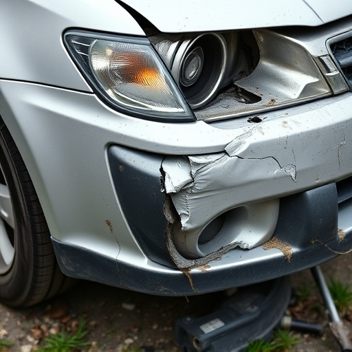 damaged car bumper