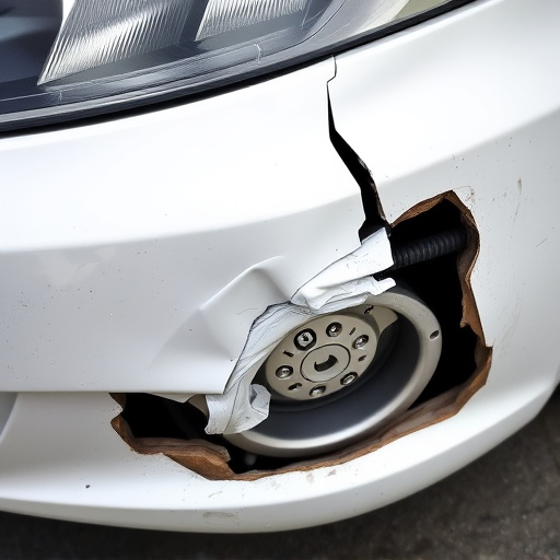 damaged car bumper