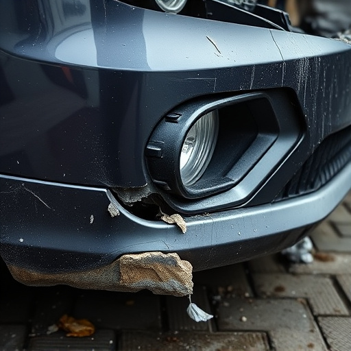 damaged car bumper