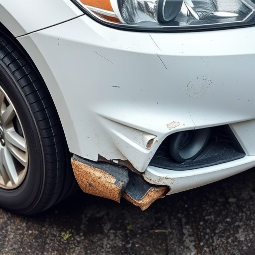 damaged car bumper