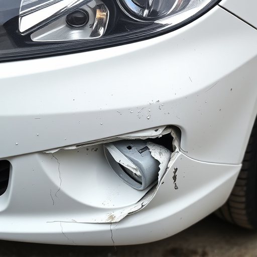 damaged car bumper