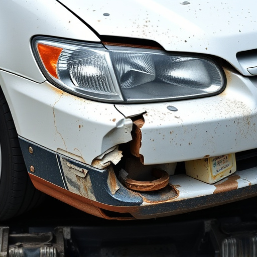 damaged car bumper