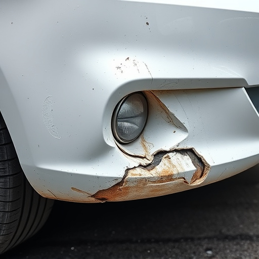 damaged car bumper