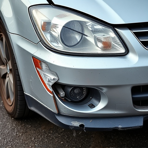 damaged car bumper
