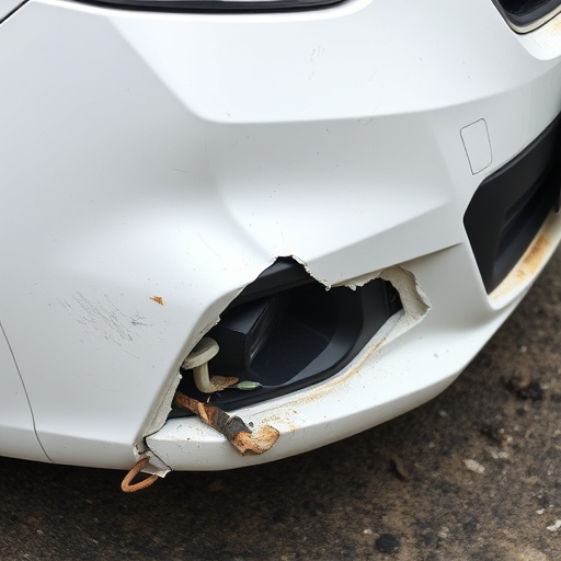 damaged car bumper