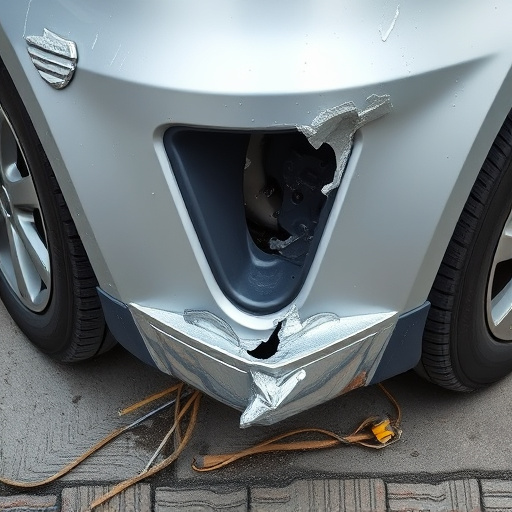 damaged car bumper