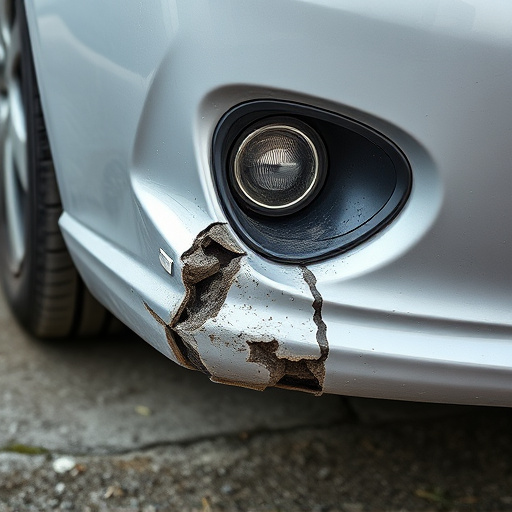 damaged car bumper