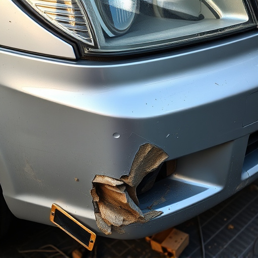 damaged car bumper