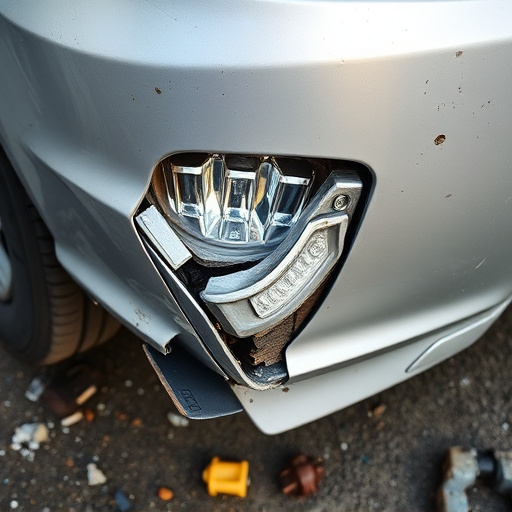 damaged car bumper