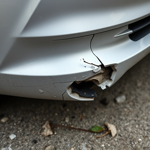 damaged car bumper