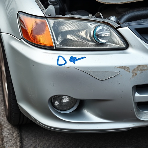 damaged car bumper