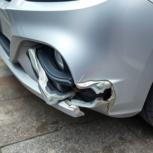 damaged car bumper