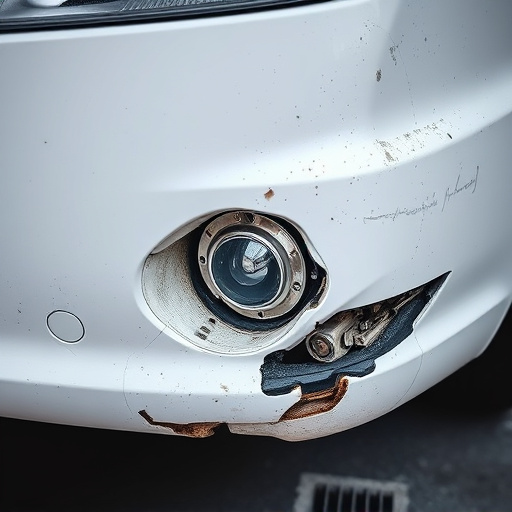 damaged car bumper