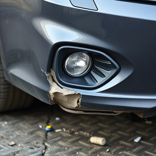 damaged car bumper