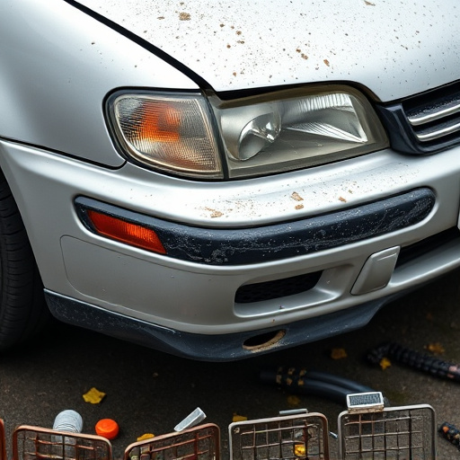 damaged car bumper