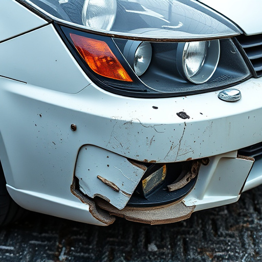 damaged car bumper
