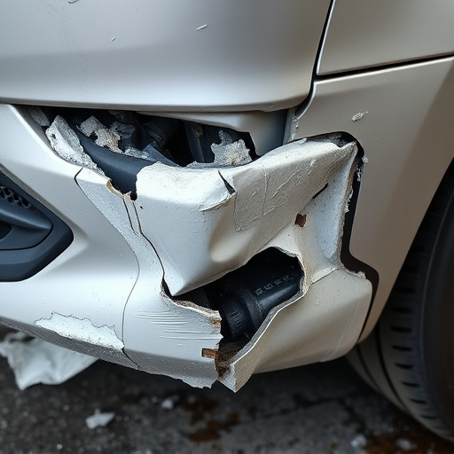 damaged car bumper