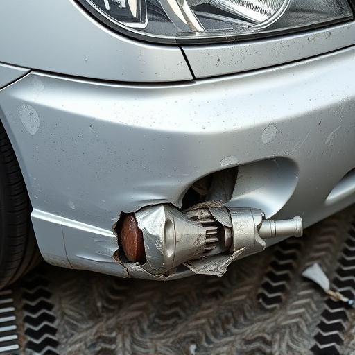 damaged car bumper