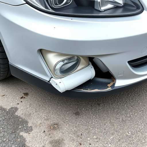 damaged car bumper