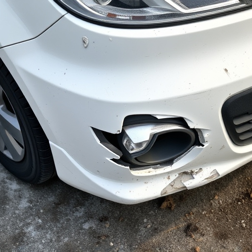 damaged car bumper