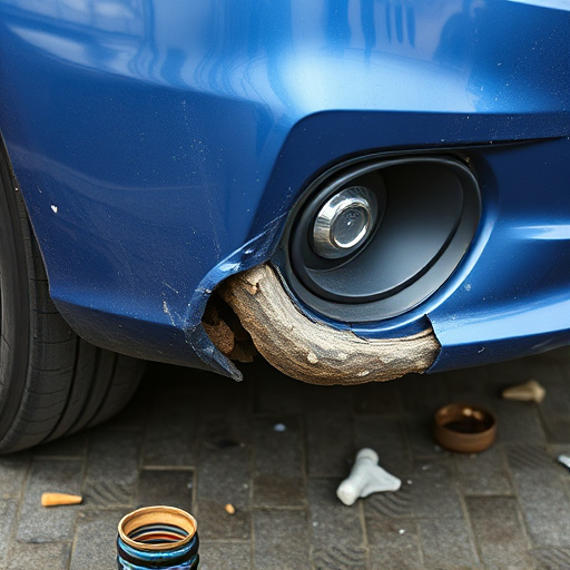 damaged car bumper