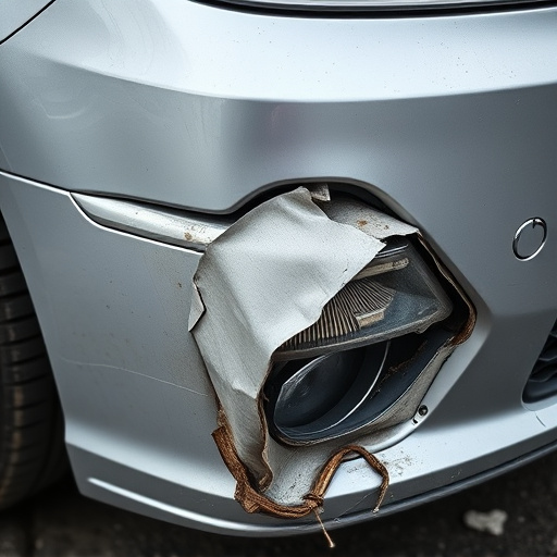damaged car bumper