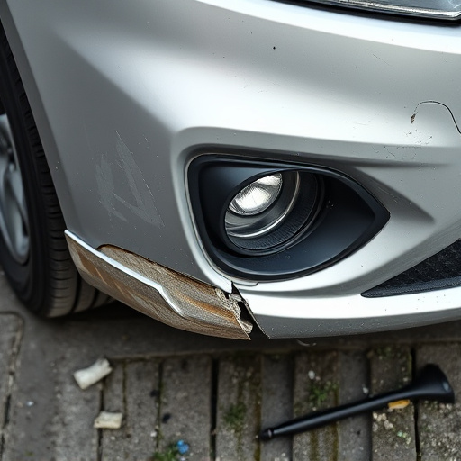 damaged car bumper