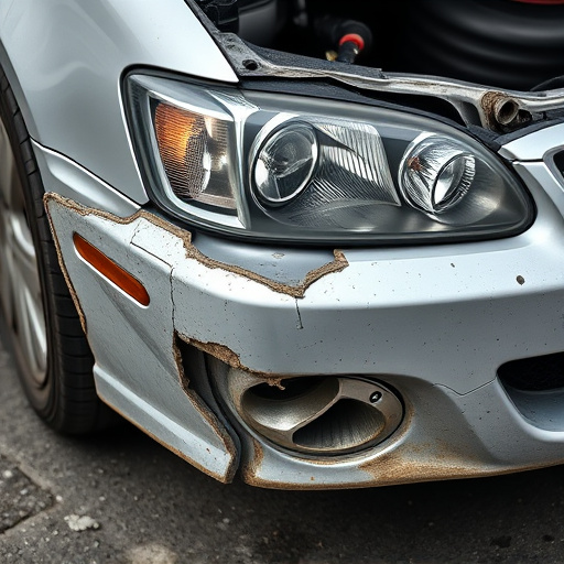 damaged car bumper