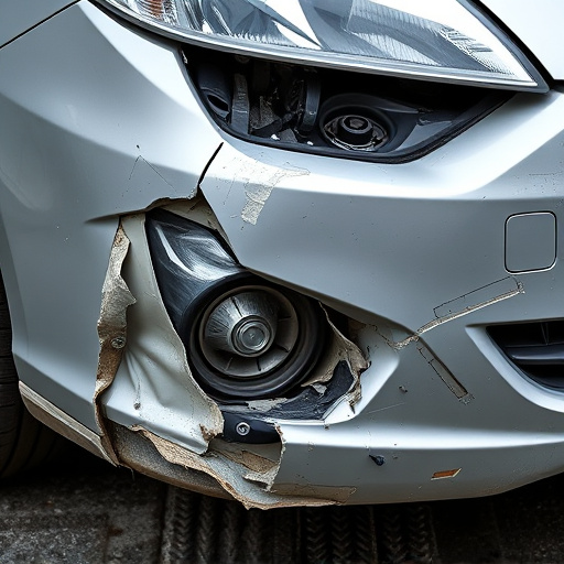 damaged car bumper