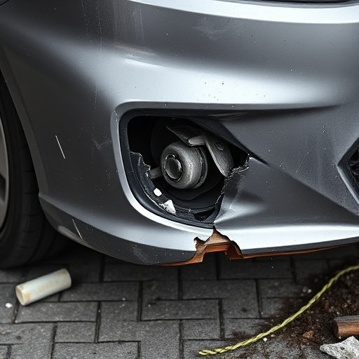 damaged car bumper