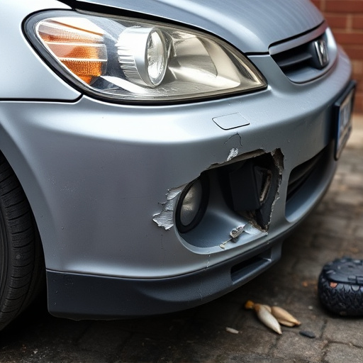 damaged car bumper
