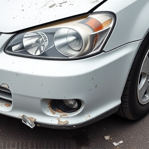 damaged car bumper