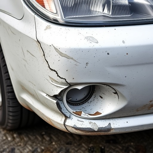 damaged car bumper