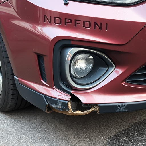 damaged car bumper