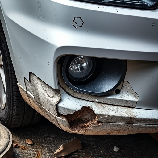 damaged car bumper