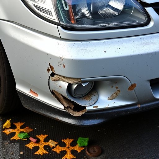 damaged car bumper