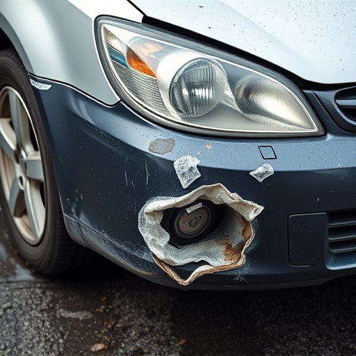 damaged car bumper