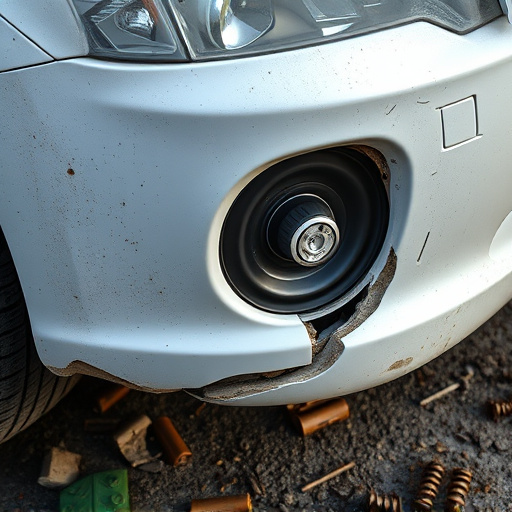 damaged car bumper