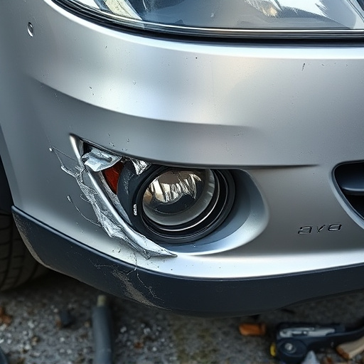 damaged car bumper
