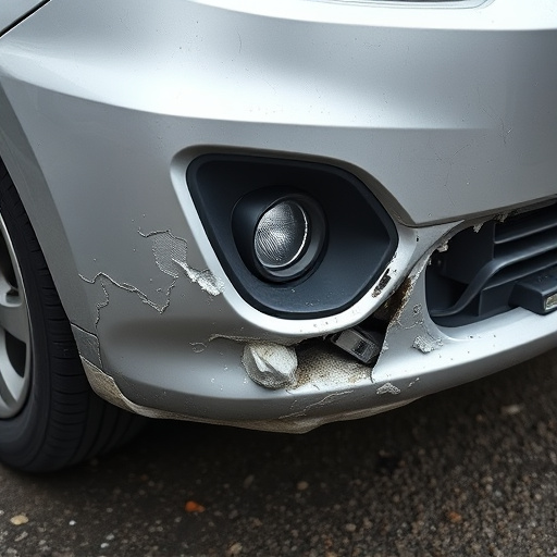 damaged car bumper
